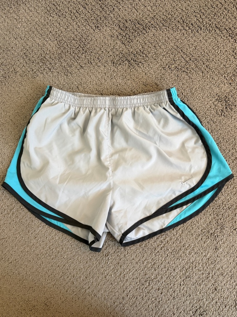 Nike Dri-Fit Light Gray and Aqua Women's Running Shorts